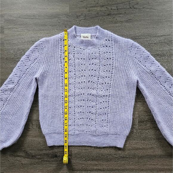 Aritzia Little Moon Purple Gardenia Pointelle Mohair Crewneck Sweater Size XXS - Picture 14 of 15